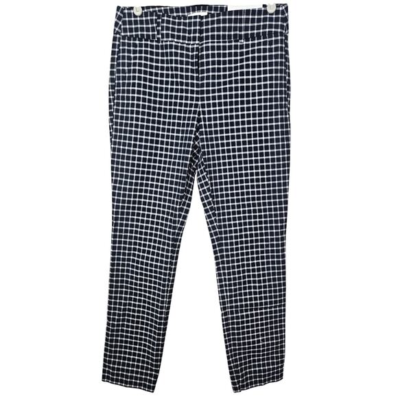 NEW Ann Taylor Loft 2 Modern Skinny Ankle Check Black White Pant Career stretch - Picture 1 of 3